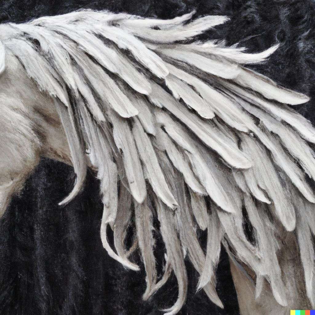 a horse, made from feathers